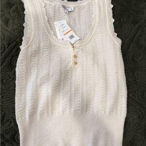 Sam Edelman Ivory Knit Tank Top with Gold Accents